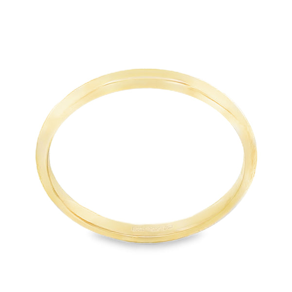 9ct Yellow Gold Plain Court Shape Wedding Ring - Size P - 2mm