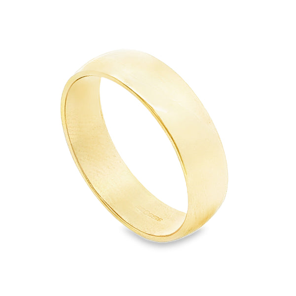 9ct Yellow Gold Plain D-Shape Wedding Band - Size Q - 5mm