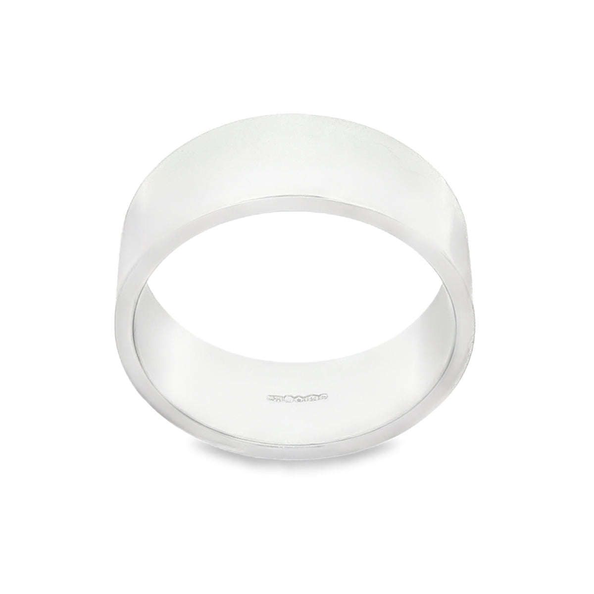 950 Platinum Plain D-Shape Wedding Band - Size T - 8mm