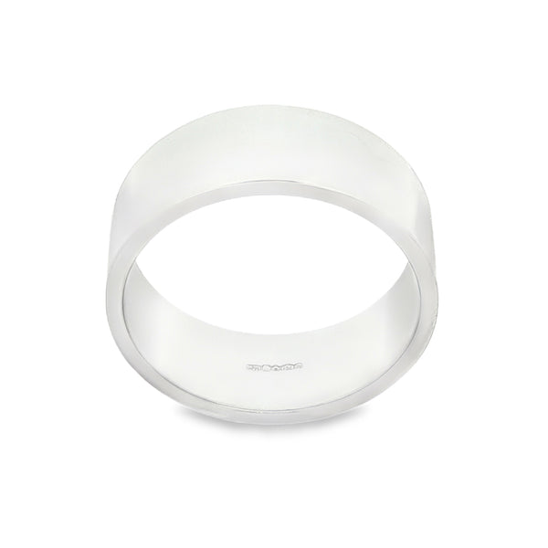 950 Platinum Plain D-Shape Wedding Band - Size T - 8mm