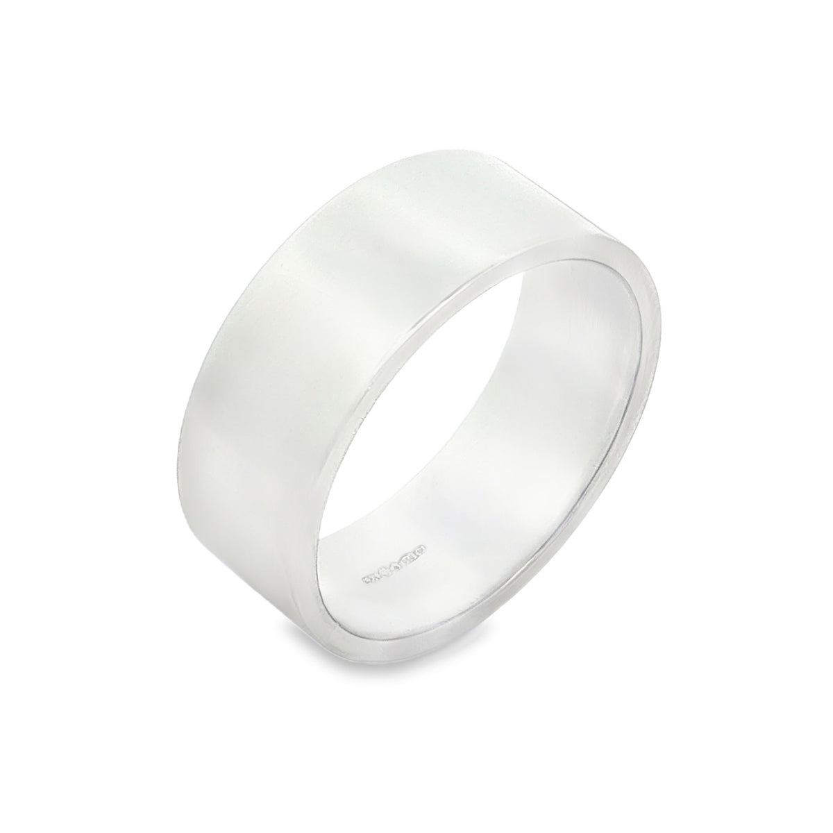 950 Platinum Plain D-Shape Wedding Band - Size T - 8mm