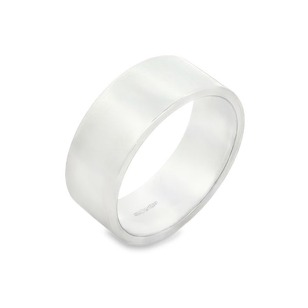 950 Platinum Plain D-Shape Wedding Band - Size T - 8mm