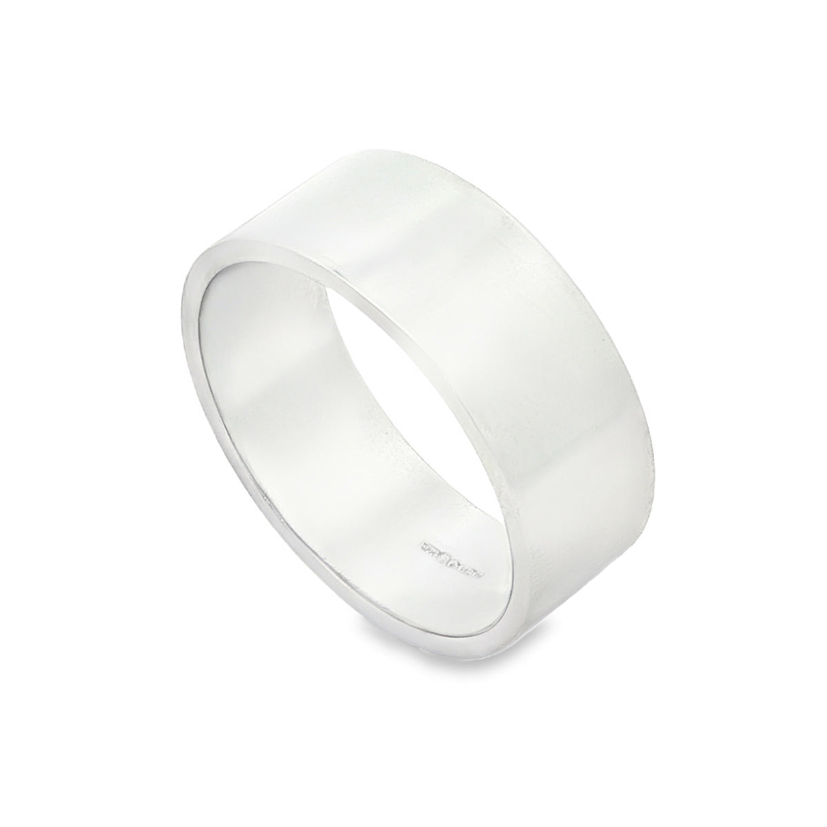 950 Platinum Plain D-Shape Wedding Band - Size T - 8mm