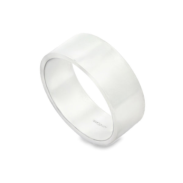 950 Platinum Plain D-Shape Wedding Band - Size T - 8mm