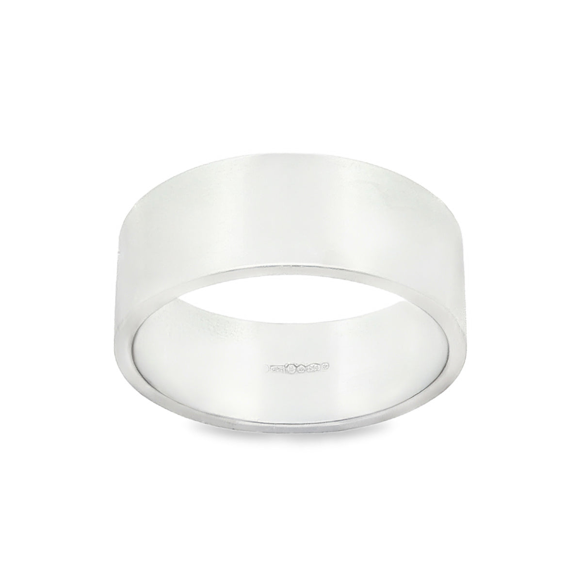 950 Platinum Plain D-Shape Wedding Band - Size T - 8mm