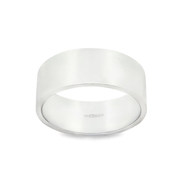 950 Platinum Plain D-Shape Wedding Band - Size T - 8mm