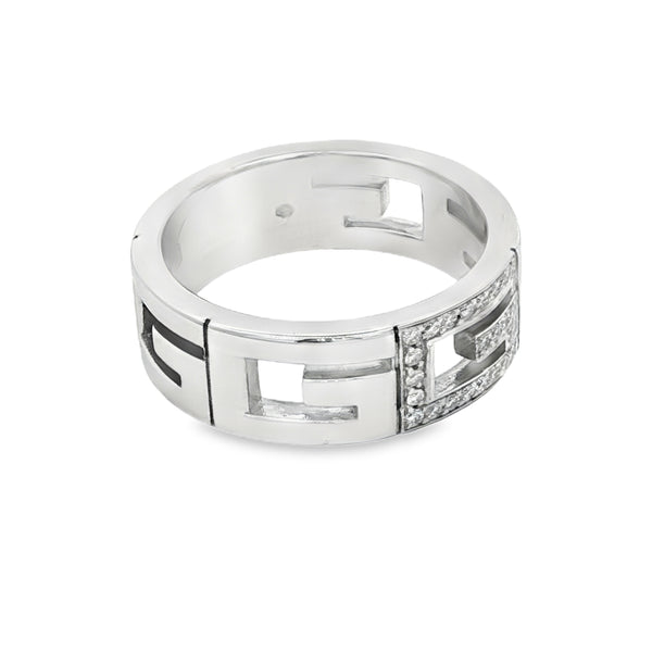 18ct White Gold Gucci Diamond G Ring - Size Q½ - 0.15ct