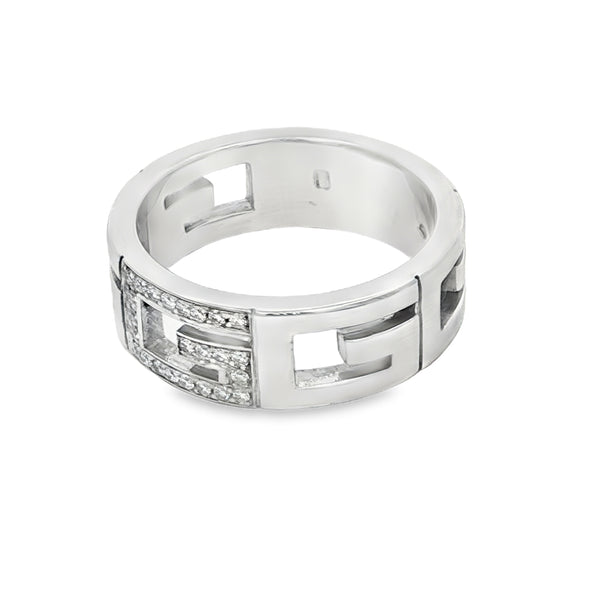 18ct White Gold Gucci Diamond G Ring - Size Q½ - 0.15ct