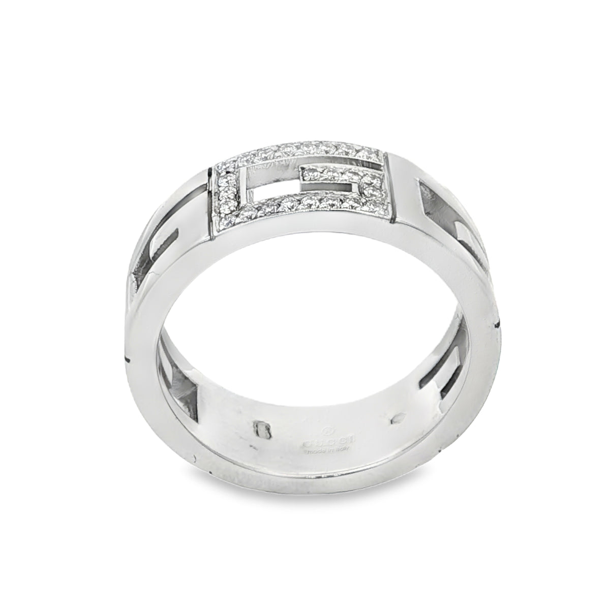 18ct White Gold Gucci Diamond G Ring - Size Q½ - 0.15ct