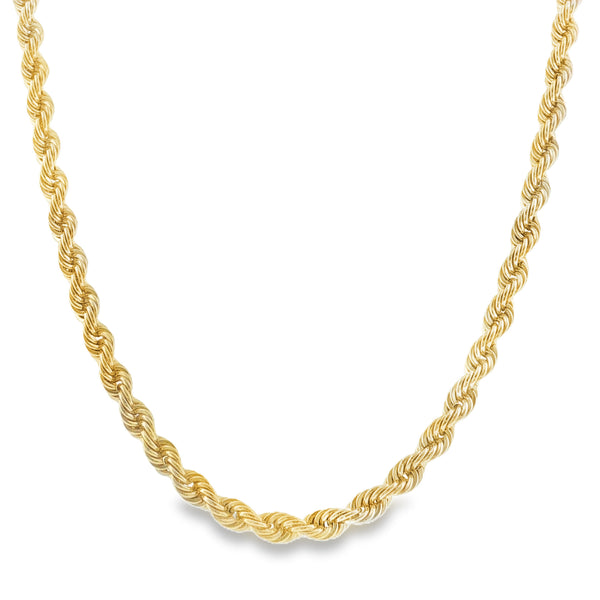 9ct Yellow Gold Solid Rope Chain - 16" - 26.8g