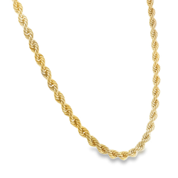 9ct Yellow Gold Solid Rope Chain - 16" - 26.8g