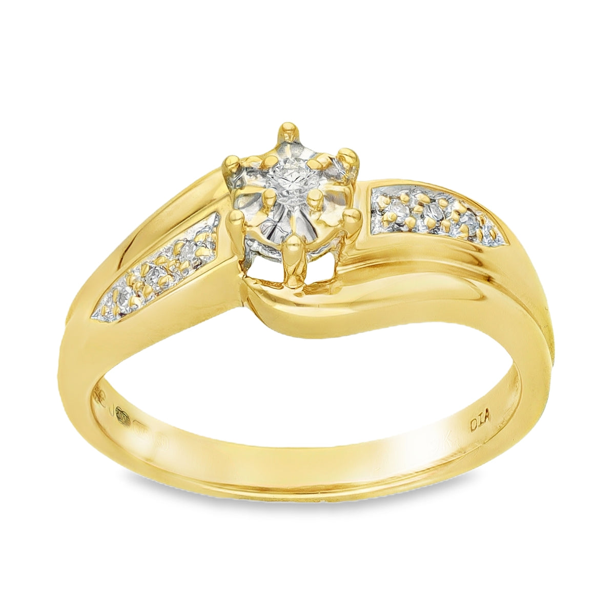 9ct Yellow Gold Illusion-Set Diamond Twist Engagement Ring