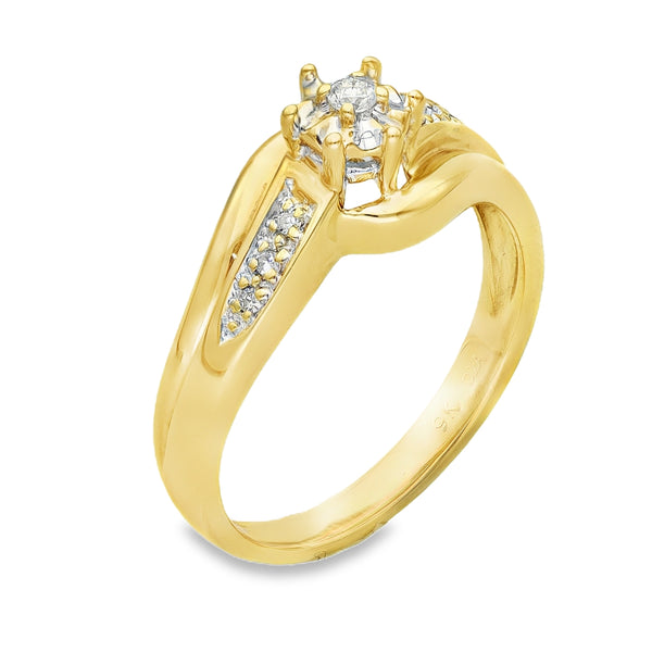 9ct Yellow Gold Illusion-Set Diamond Twist Engagement Ring