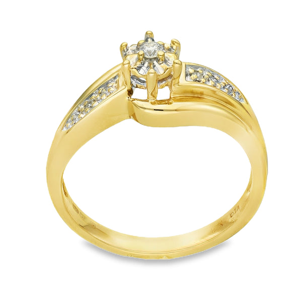 9ct Yellow Gold Illusion-Set Diamond Twist Engagement Ring