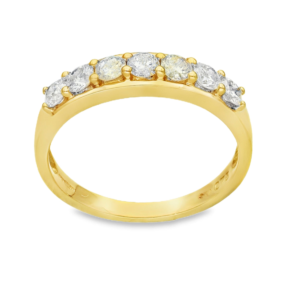 18ct Yellow Gold Diamond Half-Eternity Ring - Size O½ - 0.75ct