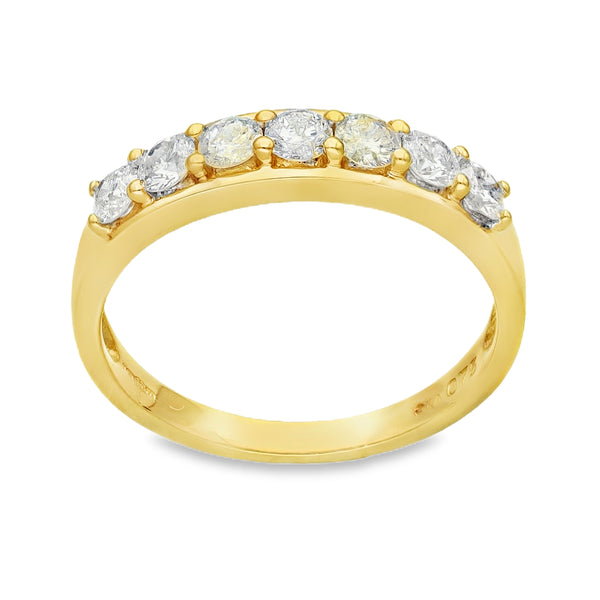 18ct Yellow Gold Diamond Half-Eternity Ring - Size O½ - 0.75ct