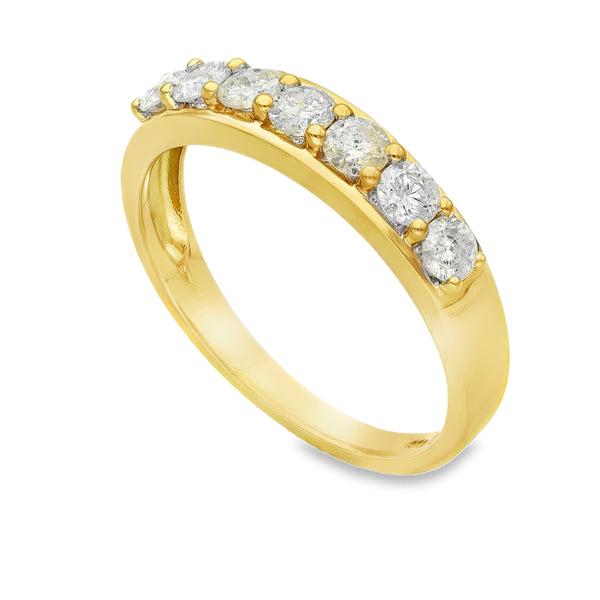 18ct Yellow Gold Diamond Half-Eternity Ring - Size O½ - 0.75ct