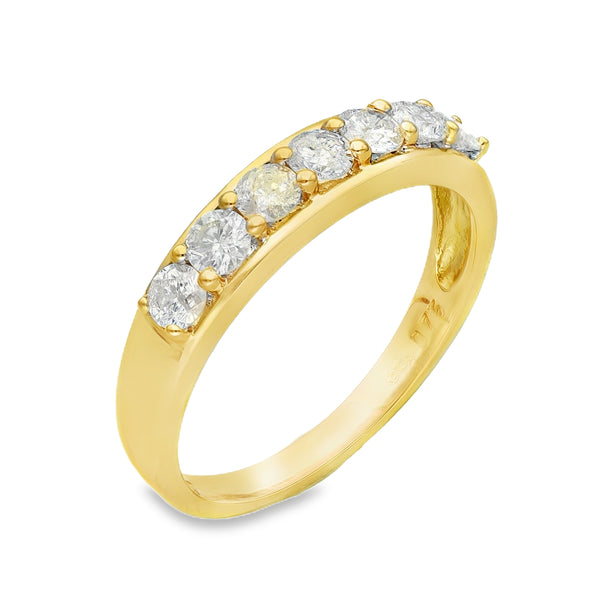 18ct Yellow Gold Diamond Half-Eternity Ring - Size O½ - 0.75ct