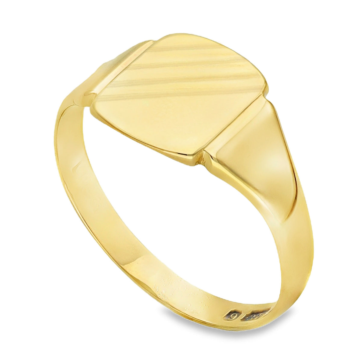 9ct Yellow Gold Cushion Signet Ring - Size N - 10mm
