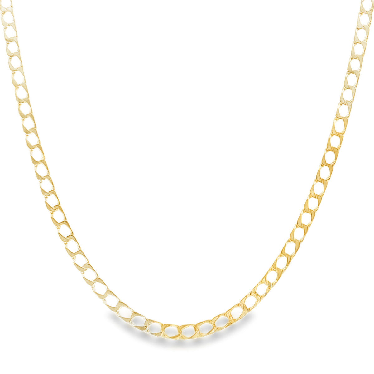 9ct Yellow Gold Flat Curb Chain - 19" - 7.8g