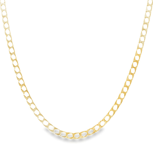 9ct Yellow Gold Flat Curb Chain - 19" - 7.8g