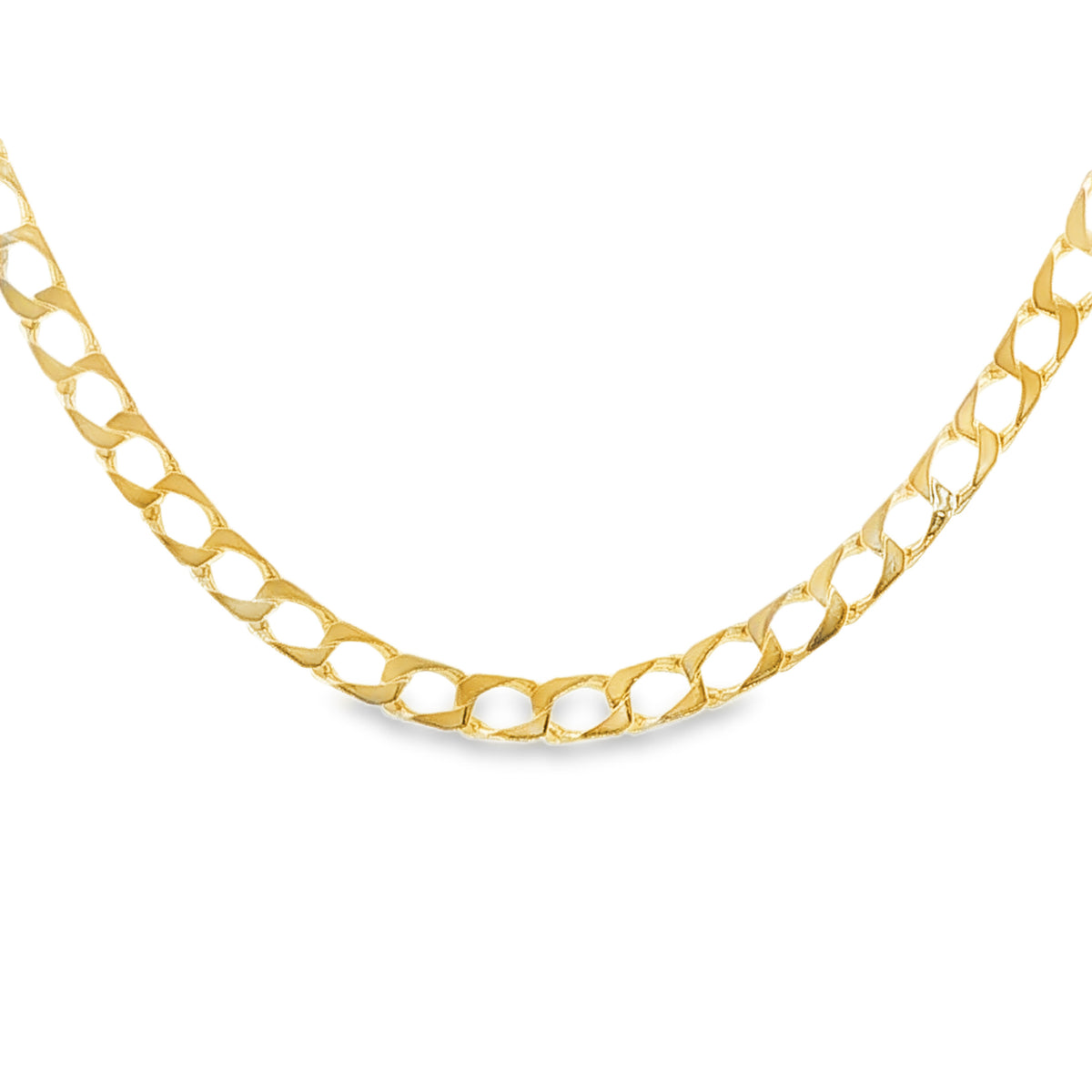 9ct Yellow Gold Flat Curb Chain - 19" - 7.8g
