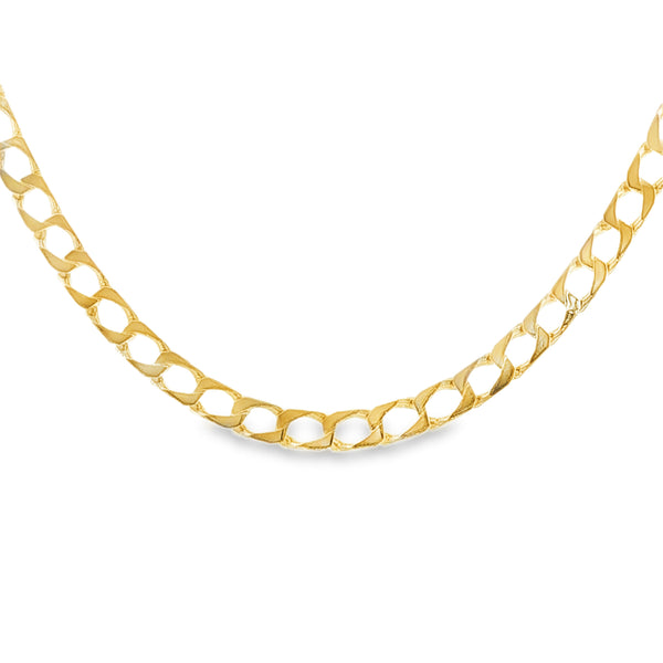 9ct Yellow Gold Flat Curb Chain - 19" - 7.8g