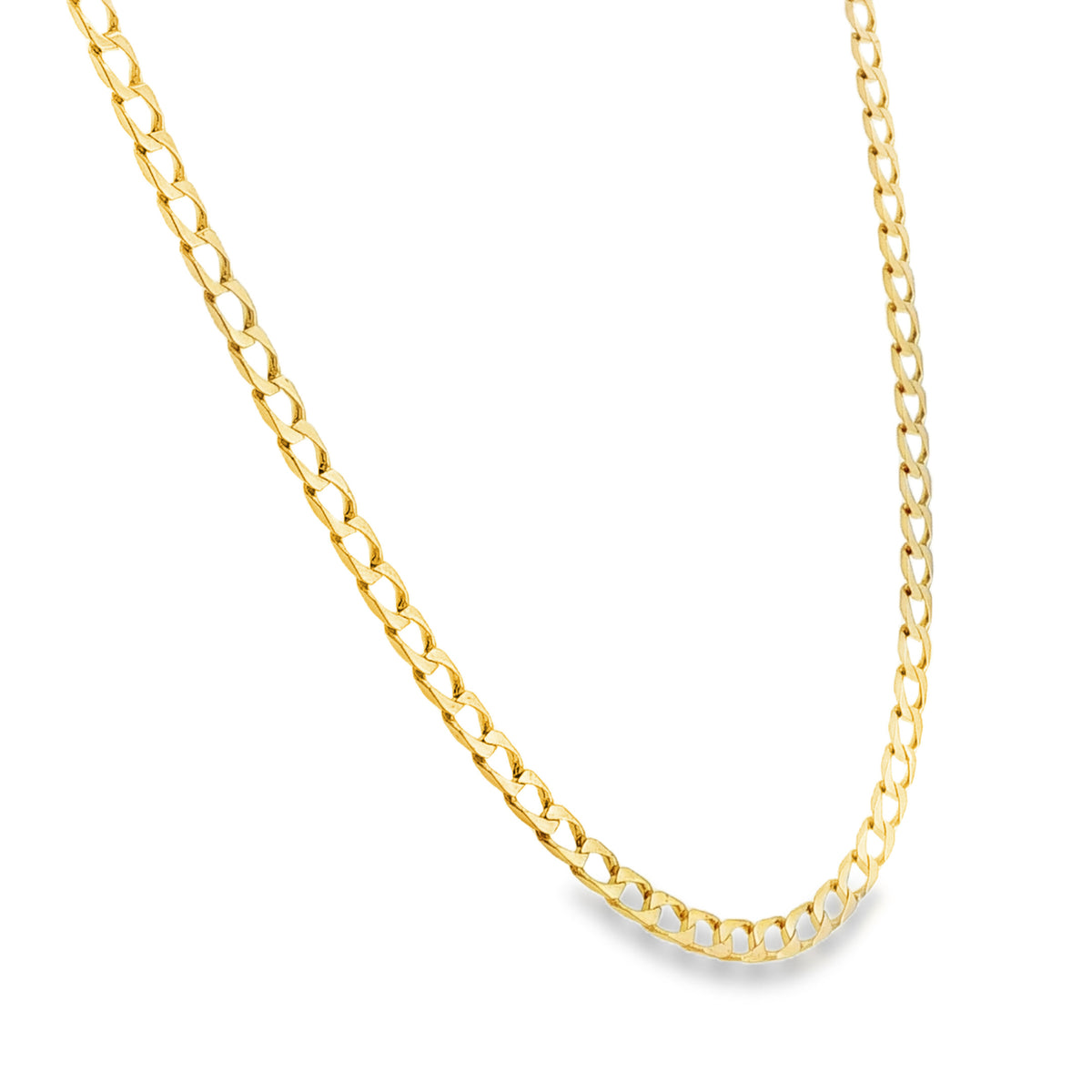 9ct Yellow Gold Flat Curb Chain - 19" - 7.8g