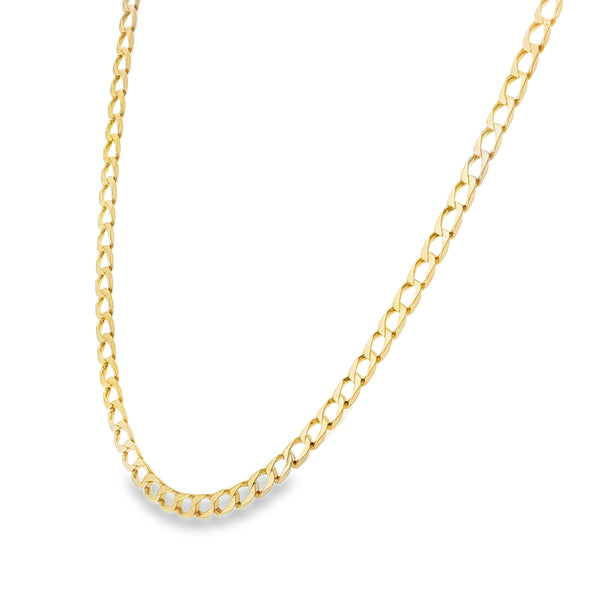 9ct Yellow Gold Flat Curb Chain - 19" - 7.8g