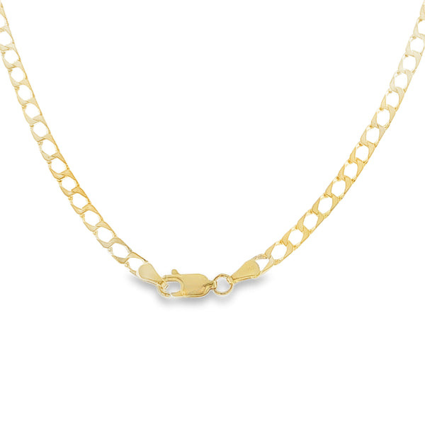 9ct Yellow Gold Flat Curb Chain - 19" - 7.8g