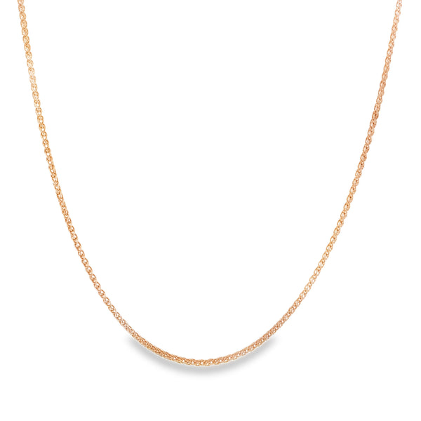 9ct Rose Gold Fine Spiga Chain - 20" - 4.6g