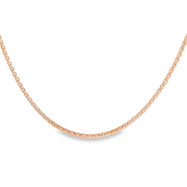 9ct Rose Gold Fine Spiga Chain - 20" - 4.6g