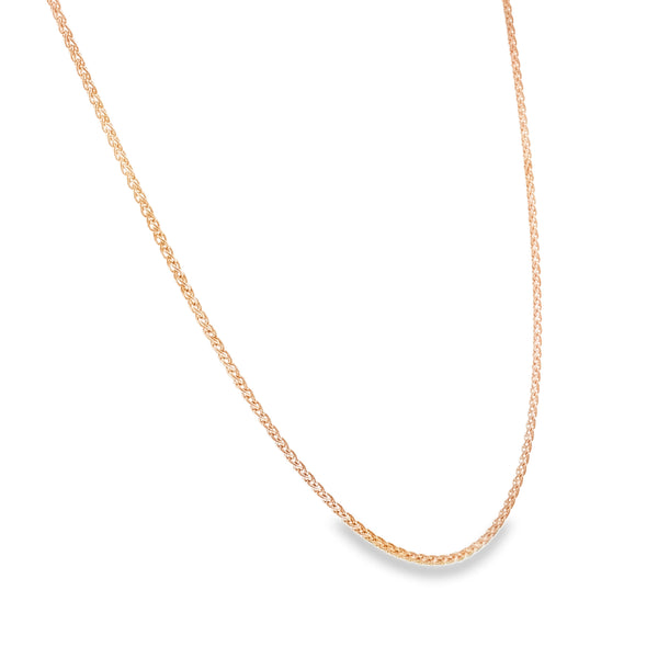 9ct Rose Gold Fine Spiga Chain - 20" - 4.6g