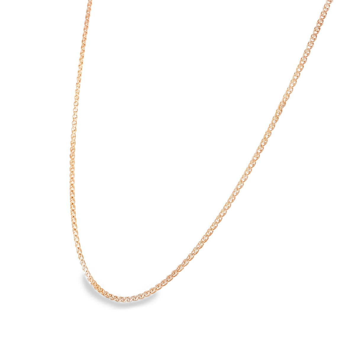 9ct Rose Gold Fine Spiga Chain - 20" - 4.6g