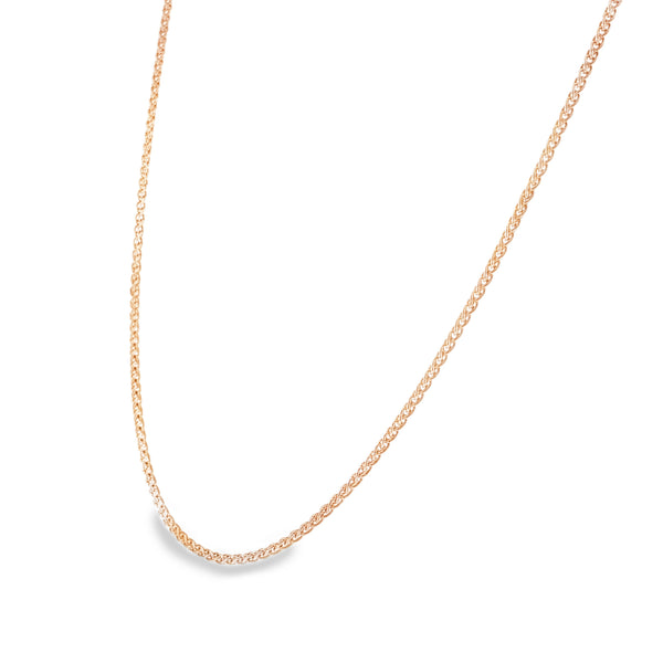 9ct Rose Gold Fine Spiga Chain - 20" - 4.6g