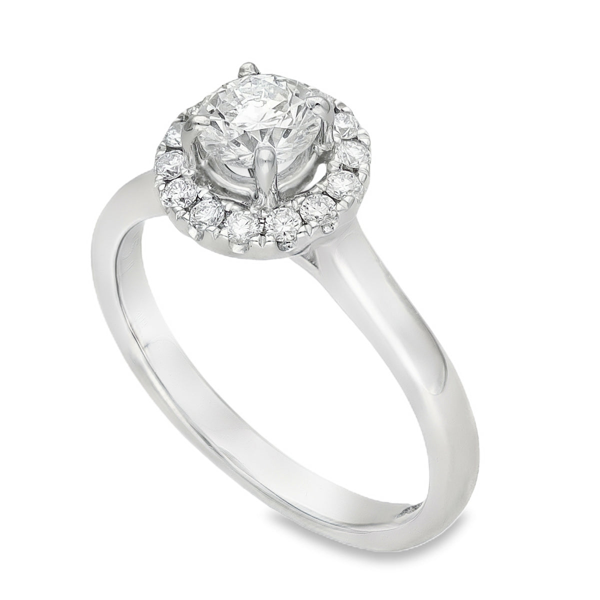 950 Platinum Diamond Halo Engagement Ring - Size K - 0.71ct