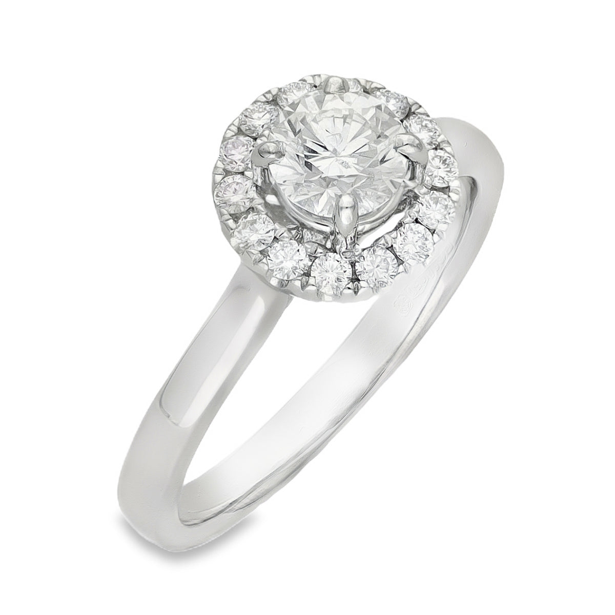 950 Platinum Diamond Halo Engagement Ring - Size K - 0.71ct