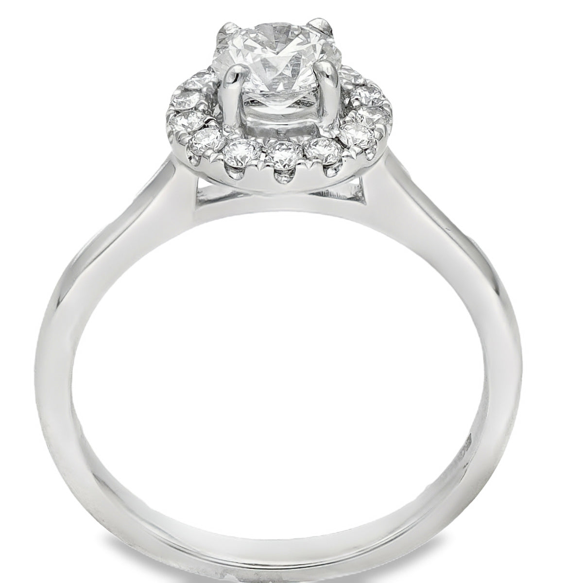 950 Platinum Diamond Halo Engagement Ring - Size K - 0.71ct