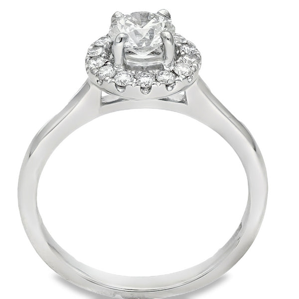 950 Platinum Diamond Halo Engagement Ring - Size K - 0.71ct