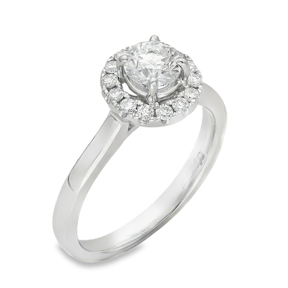 950 Platinum Diamond Halo Engagement Ring - Size K - 0.71ct