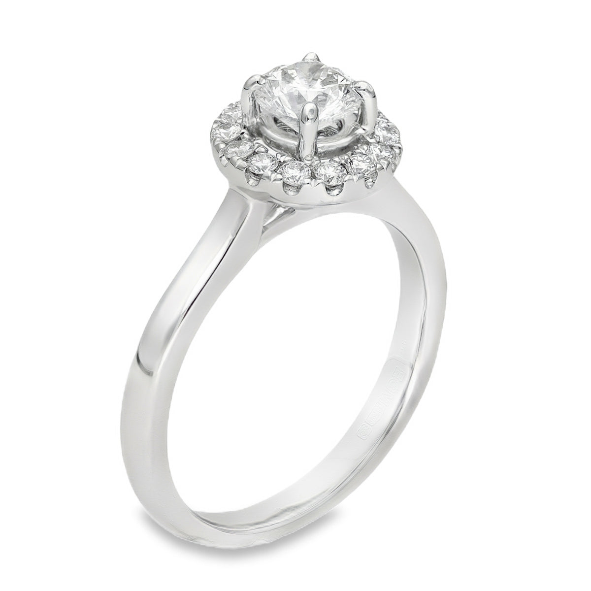 950 Platinum Diamond Halo Engagement Ring - Size K - 0.71ct