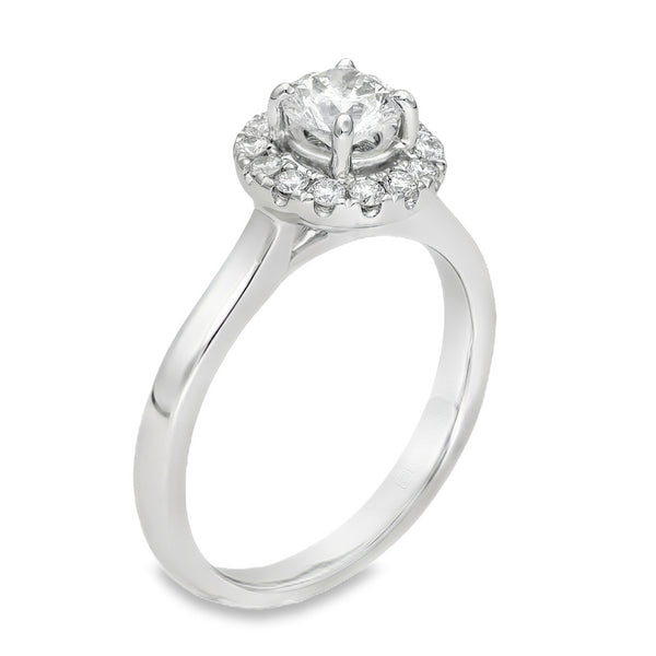 950 Platinum Diamond Halo Engagement Ring - Size K - 0.71ct