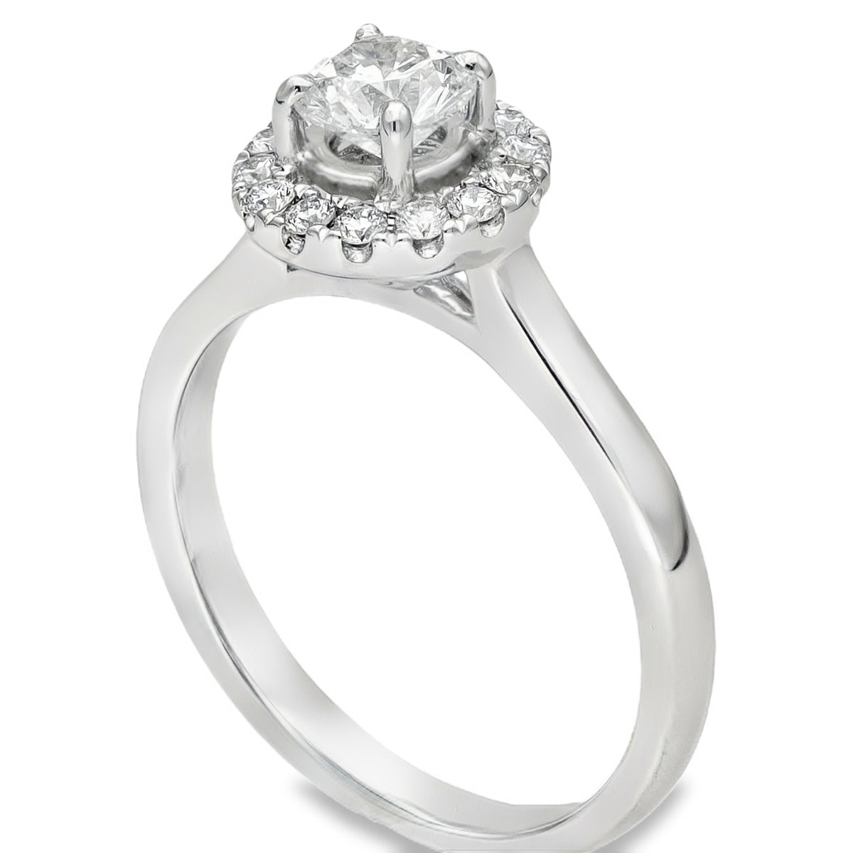 950 Platinum Diamond Halo Engagement Ring - Size K - 0.71ct