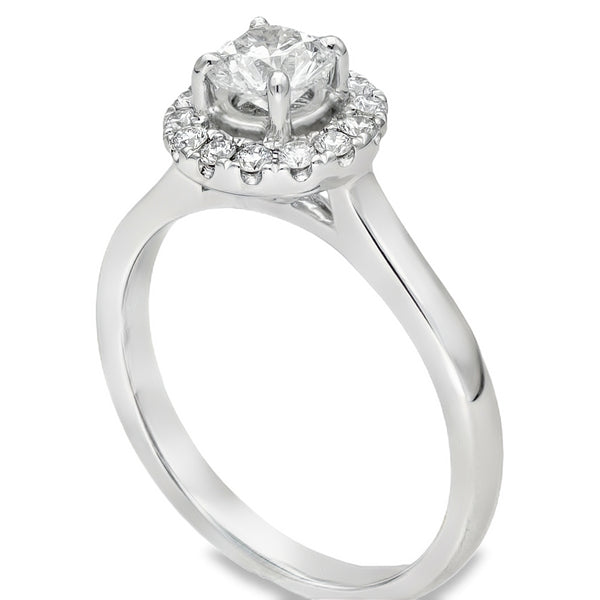 950 Platinum Diamond Halo Engagement Ring - Size K - 0.71ct