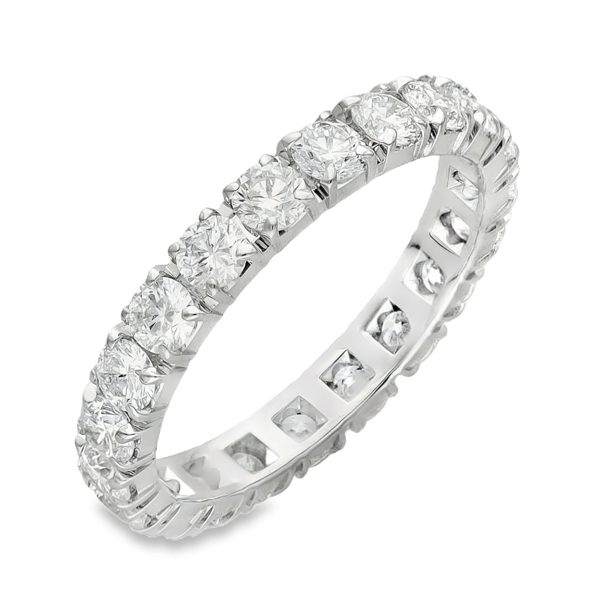 18ct White Gold Diamond Full Eternity Ring - Size L - 1.47ct