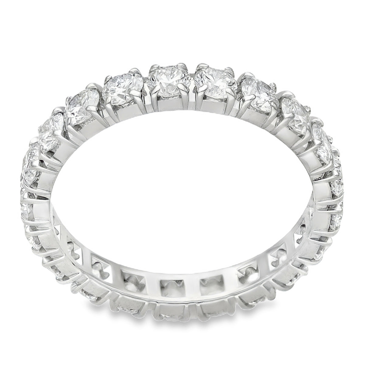 18ct White Gold Diamond Full Eternity Ring - Size L - 1.47ct