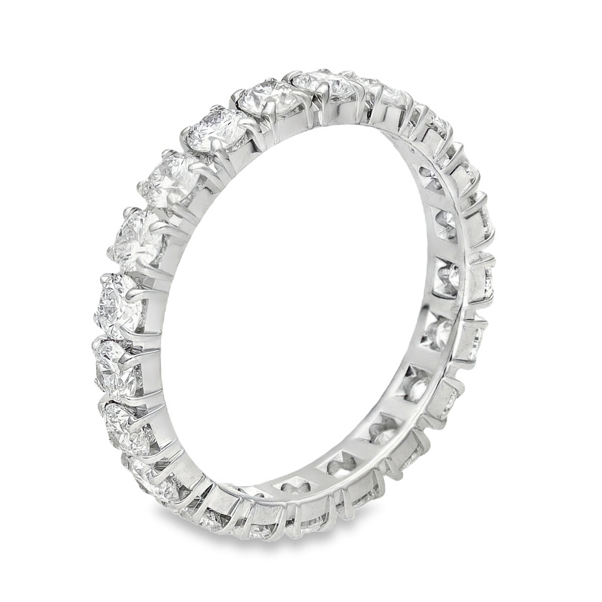 18ct White Gold Diamond Full Eternity Ring - Size L - 1.47ct