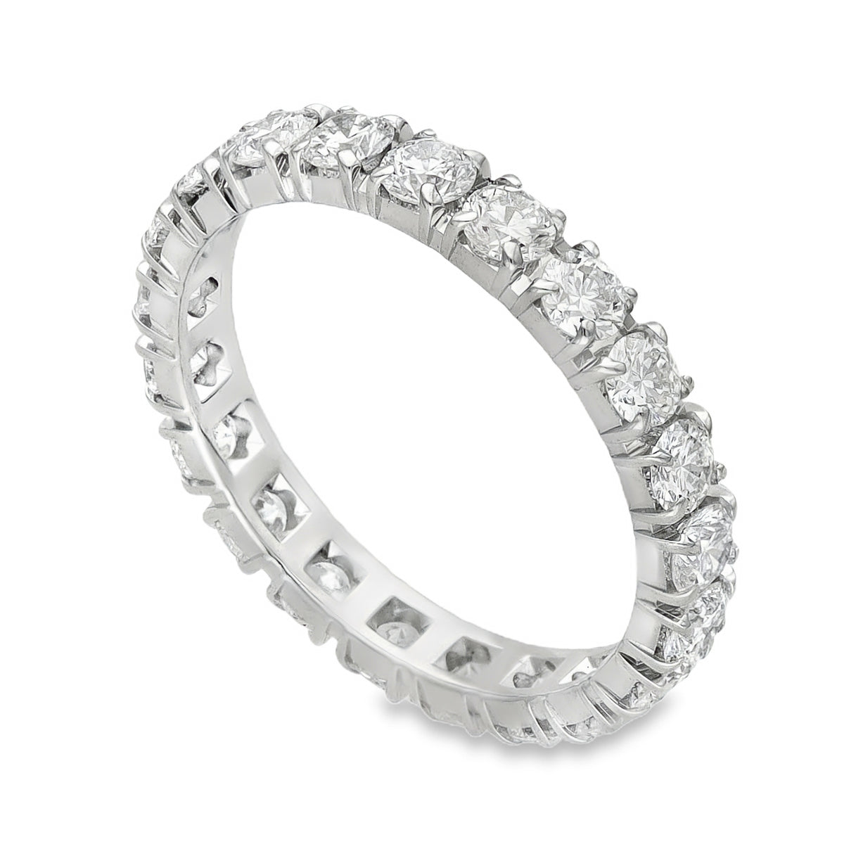 18ct White Gold Diamond Full Eternity Ring - Size L - 1.47ct