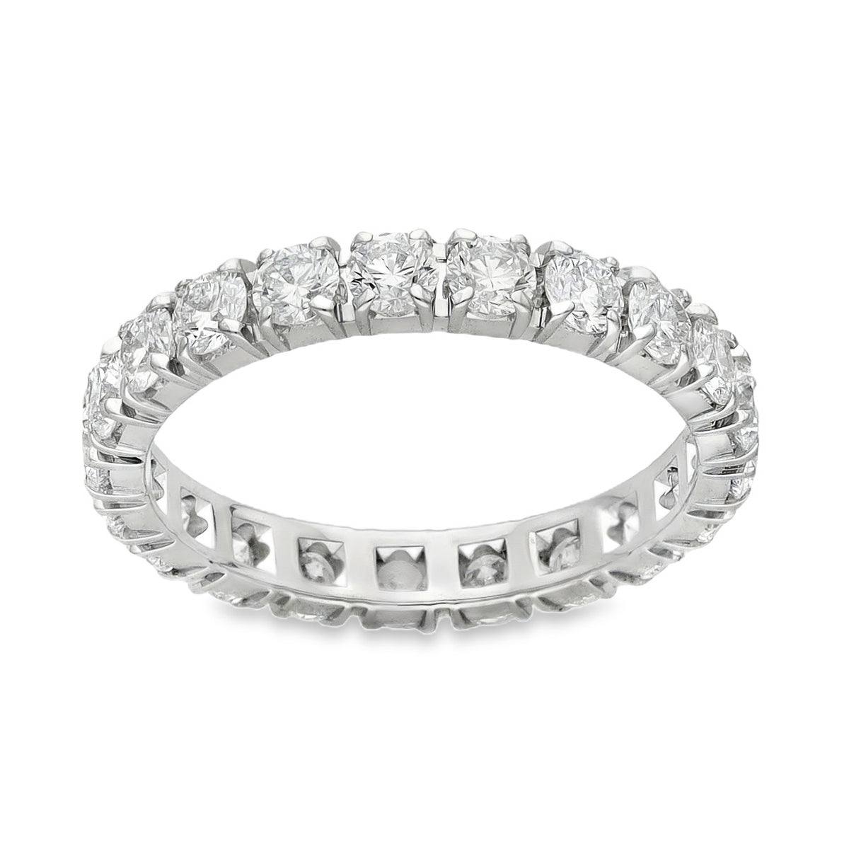 18ct White Gold Diamond Full Eternity Ring - Size L - 1.47ct