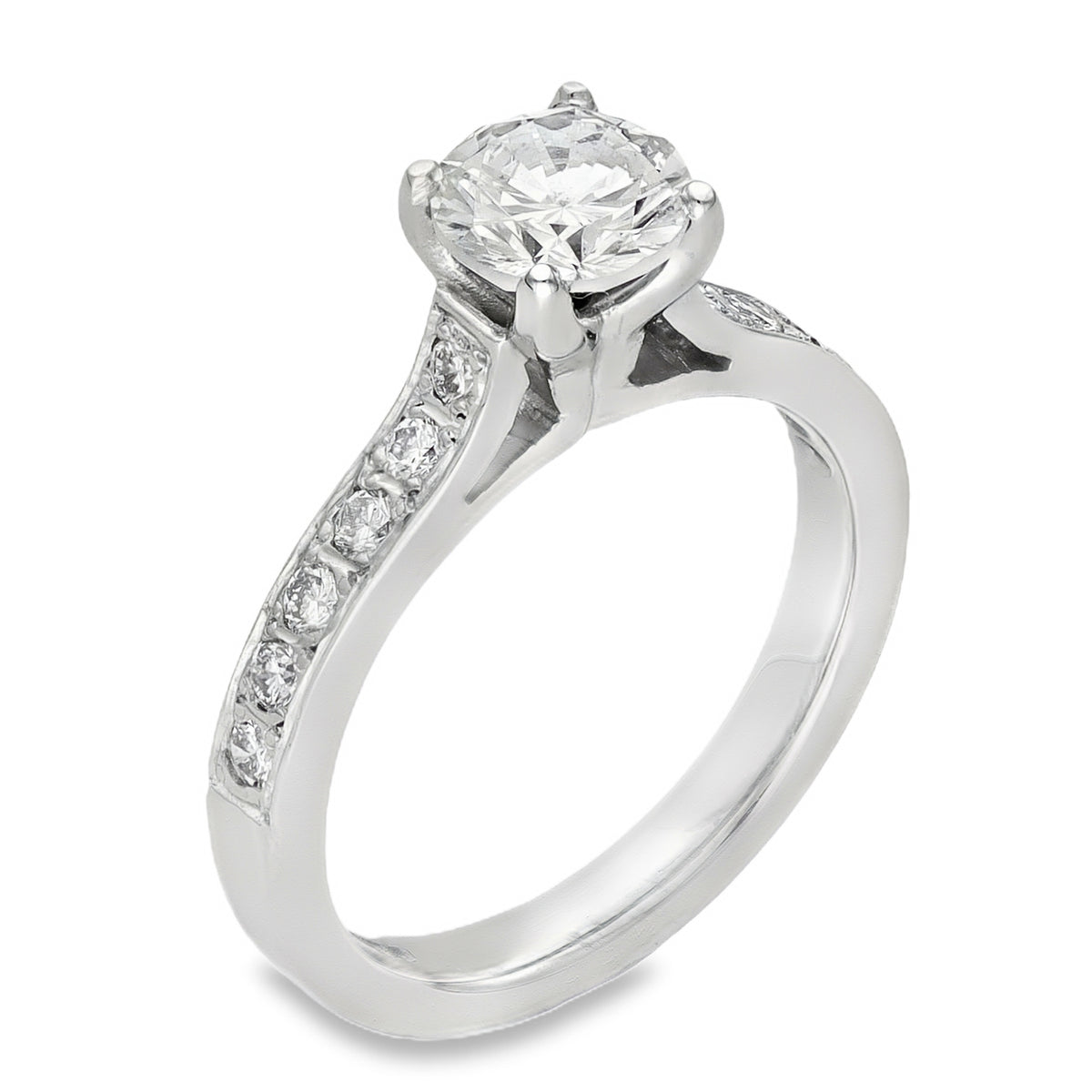 18ct White Gold Diamond Engagement Ring - Size K - 1.21ct